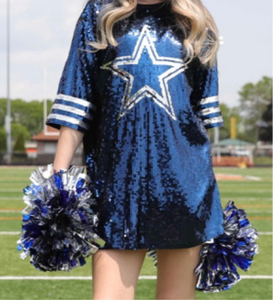 NAVY/SILVER SEQUIN DRESS