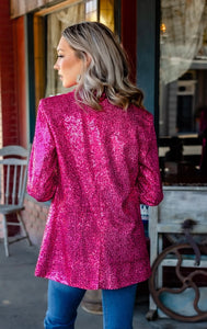 SPOTLIGHT PINK SEQUIN BLAZER