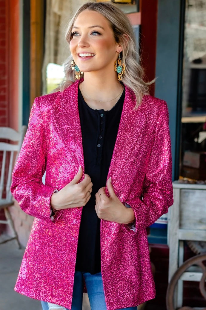 SPOTLIGHT PINK SEQUIN BLAZER