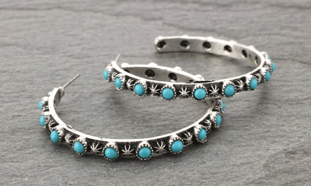 WESTERN TQ SEMI HOOP EARRINGS