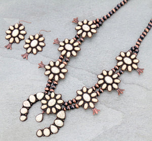 COPPER/CREAM SQUASH BLOSSOM NECKLACE