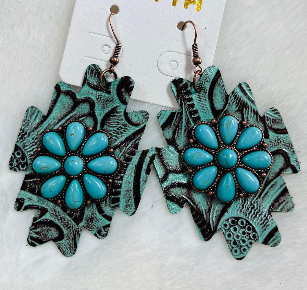 LEATHER SQUASH BLOSSOM EARRINGS