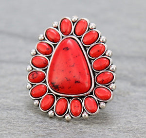 WESTERN RED CONCHO STRETCH RING