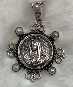 Large Sterling Silver Virgin Mary Pendant