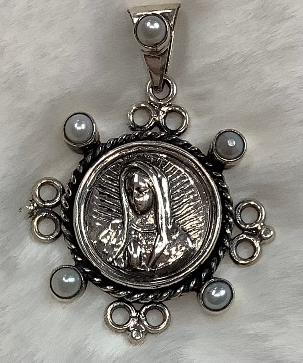 Large Sterling Silver Virgin Mary Pendant