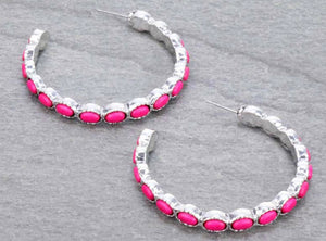 PINK TURQUOISE HOOP EARRINGS