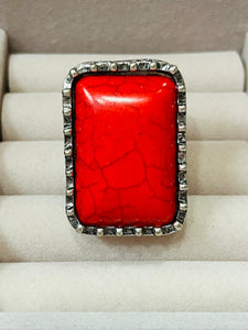 RED RECTANGLE STRETCH RING