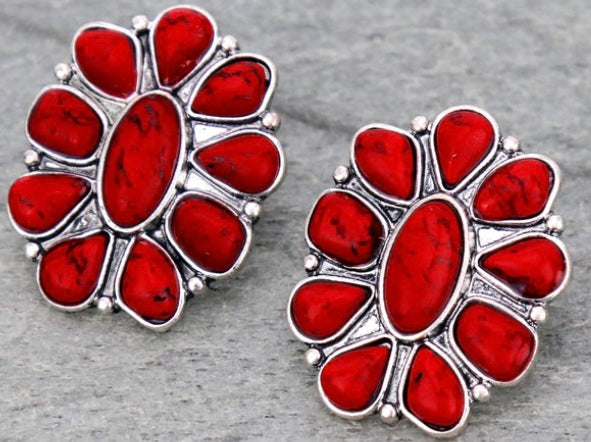 RED STUD EARRINGS